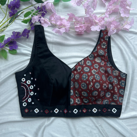 Black Mirror Work Cotton Blouse