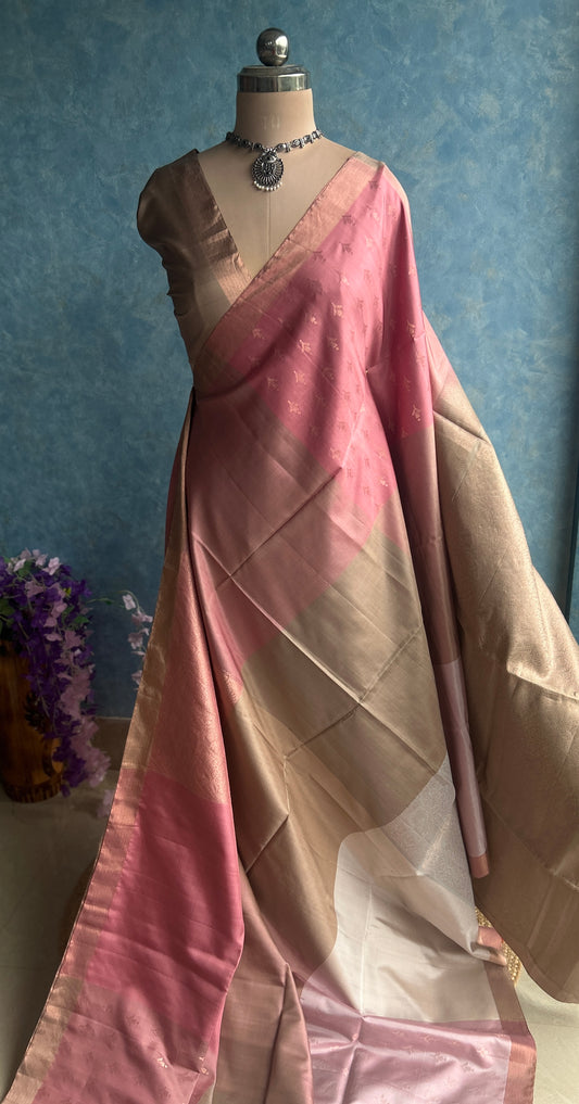 Pastle Kanchipuram Silk Sari