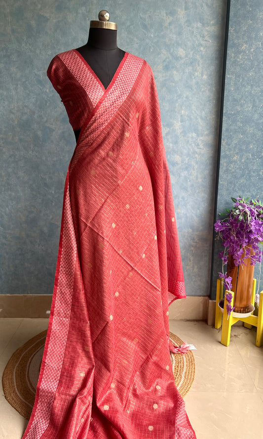Coral SICO Woven Sari