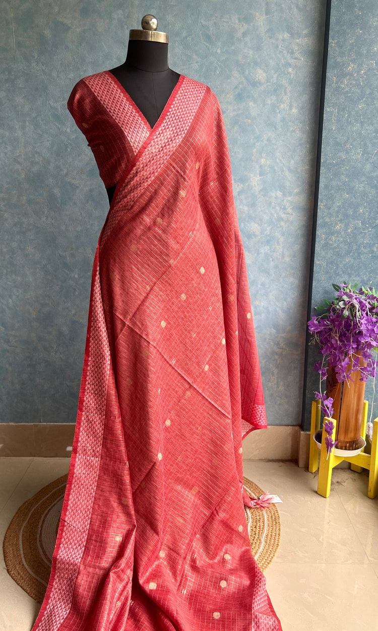 Coral SICO Woven Sari