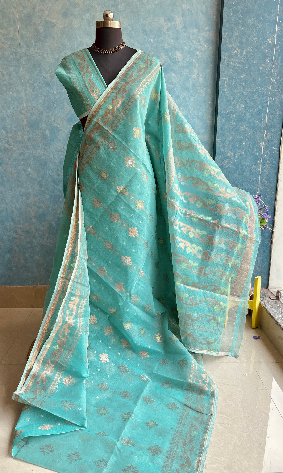 Sea Green Copper Dhakai Jamdani