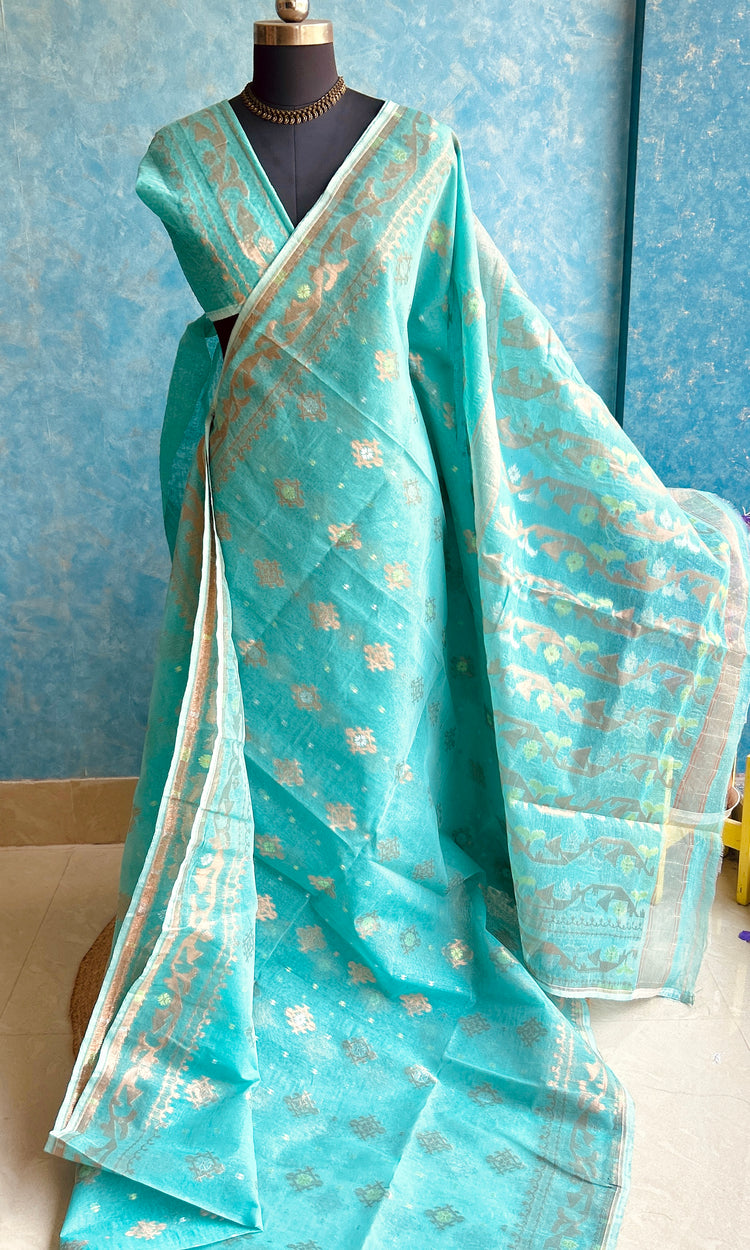 Sea Green Copper Dhakai Jamdani