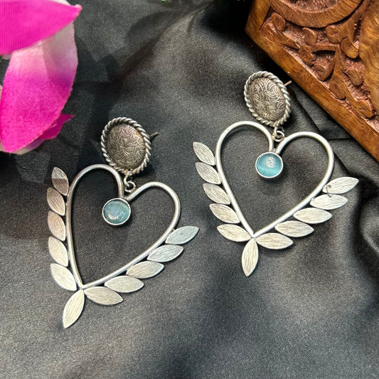 Baby Blue Silver Oxidised Earrings