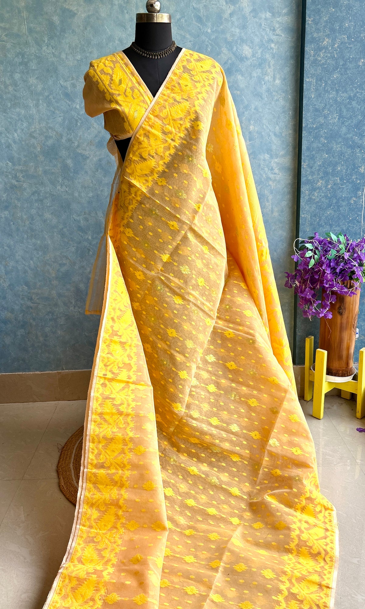 Apricot Bengal Cotton Jamdani — view 3