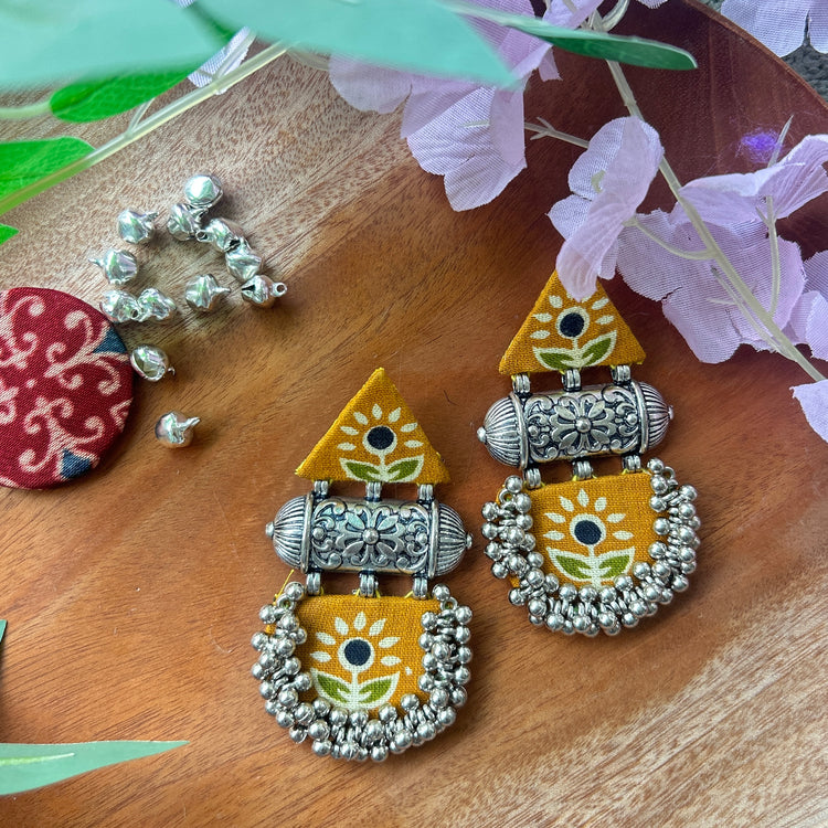 Handcrafted Ajrakh Fabric Earrings