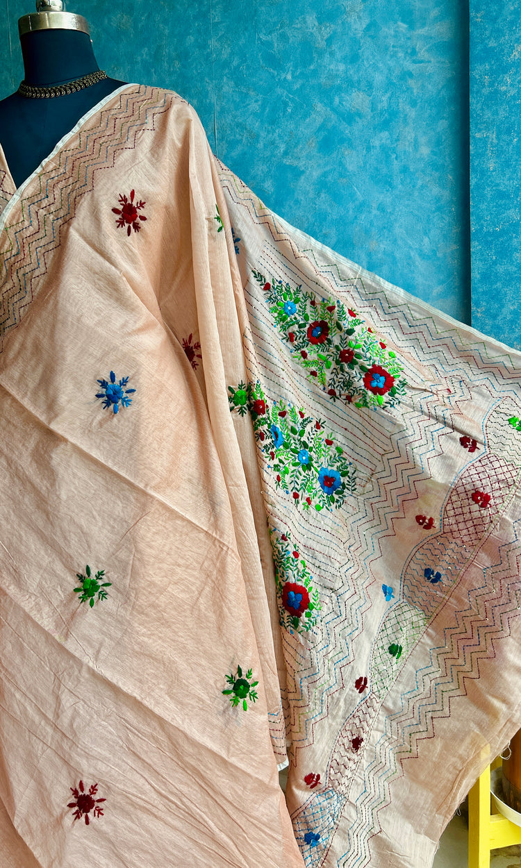 Phulkari- Pastel Peach Hand Thread Work