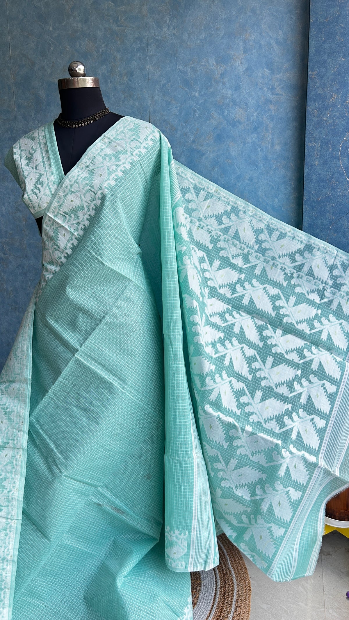 Mint Green Traditional Jamdani — view 3
