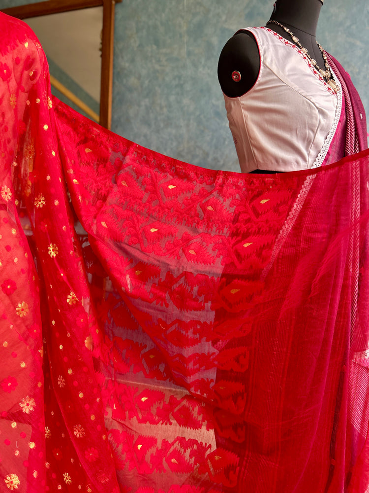 Red Soft Dhakai Jamdani