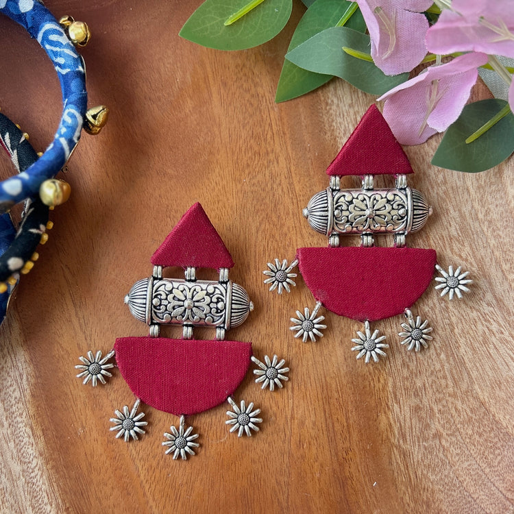 Handcrafted Ajrakh Fabric Earrings