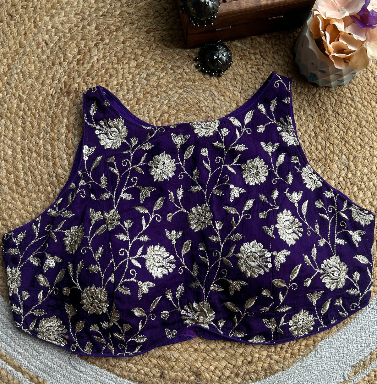 Purple Zari Work Designer Blouse