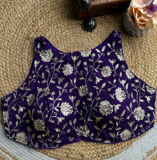 Purple Zari Work Designer Blouse