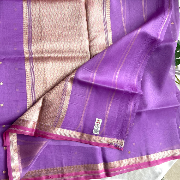 Orchid Pure Kora Banarasi Silk Saree