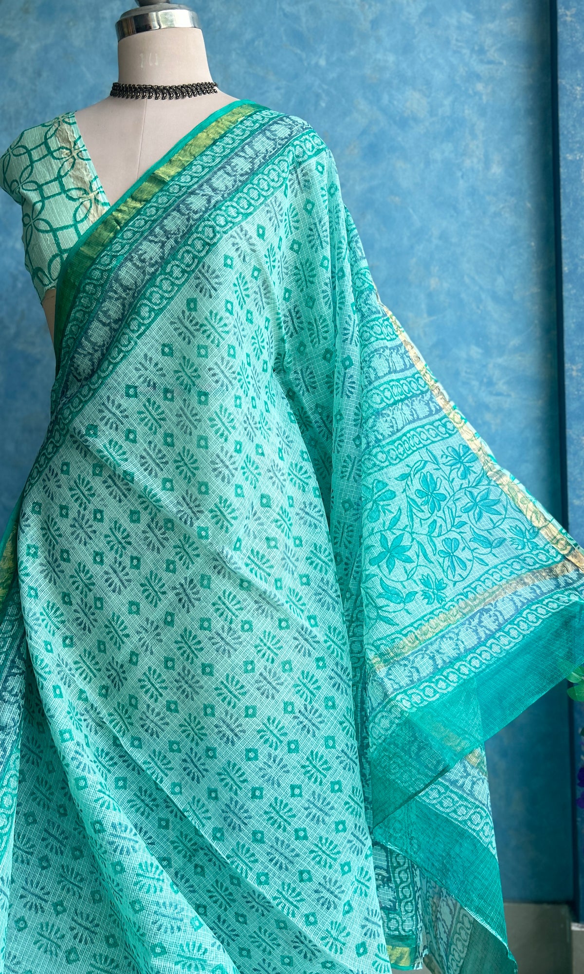 HandBlock Printed Kota Sari — view 4