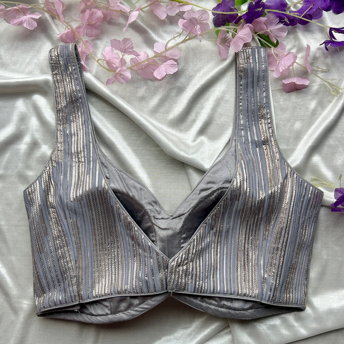 Grey Golden Designer Blouse — view 2