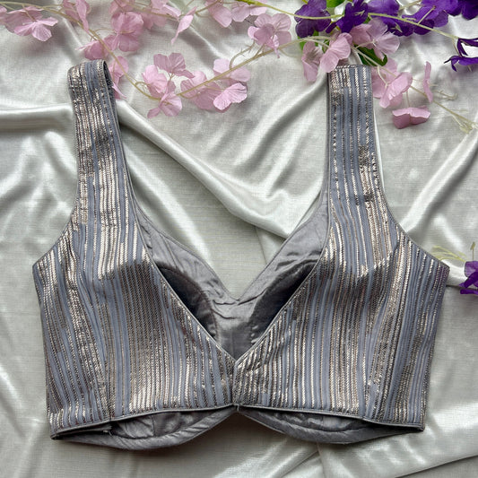 Grey Golden Designer Blouse