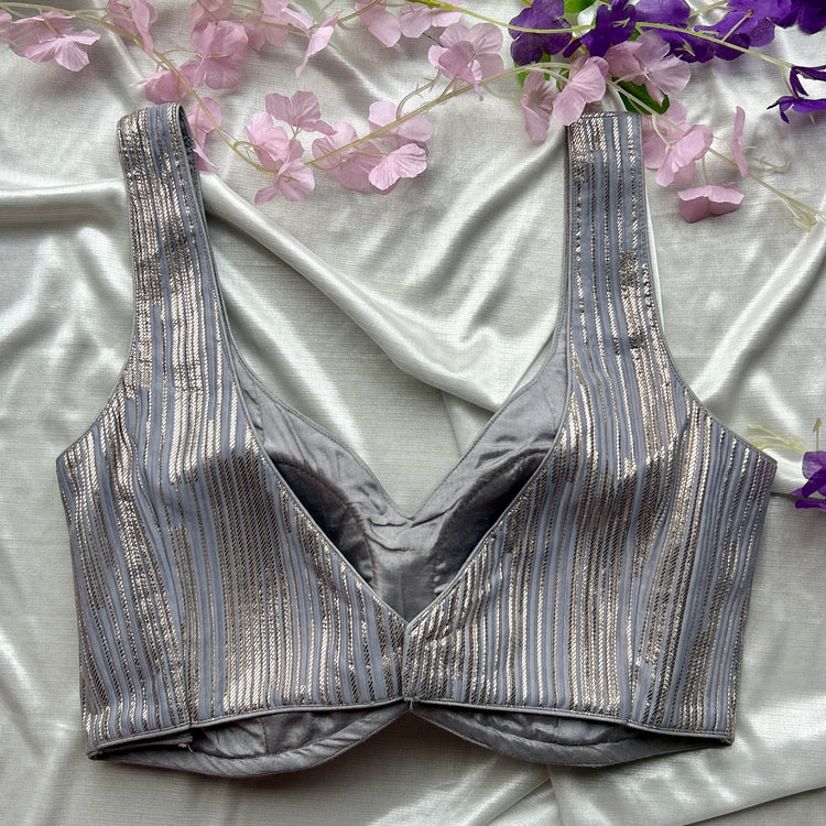 Grey Golden Designer Blouse