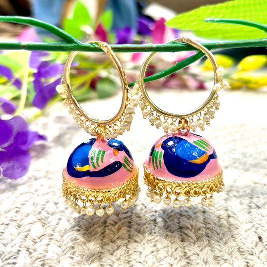 Blush Pink Hand Painted Jhumka