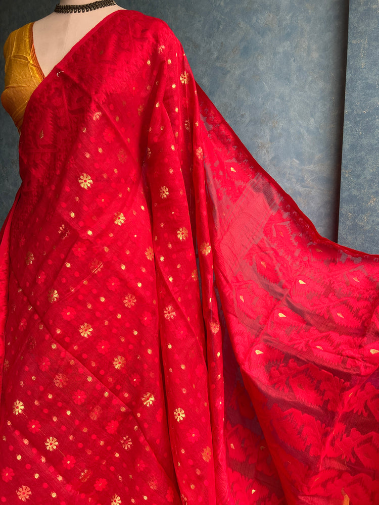 Red Soft Dhakai Jamdani