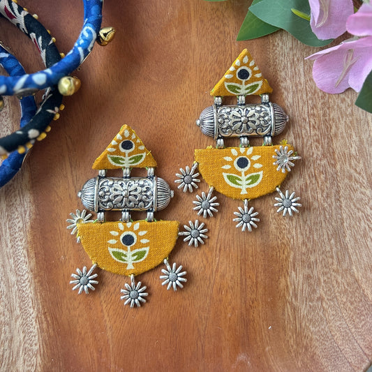 Handcrafted Ajrakh Fabric Earrings