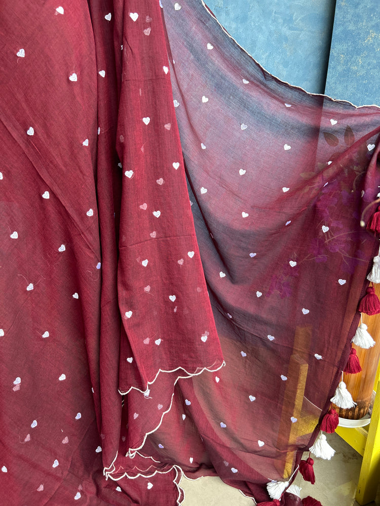 Maroon Mul Cotton