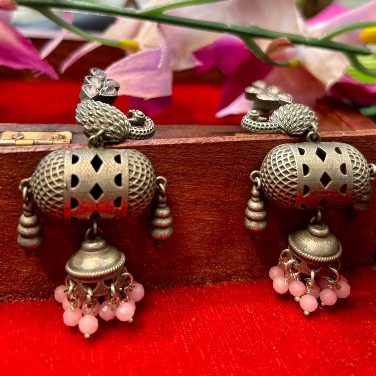 Black polished Silver Oxidised Earrings