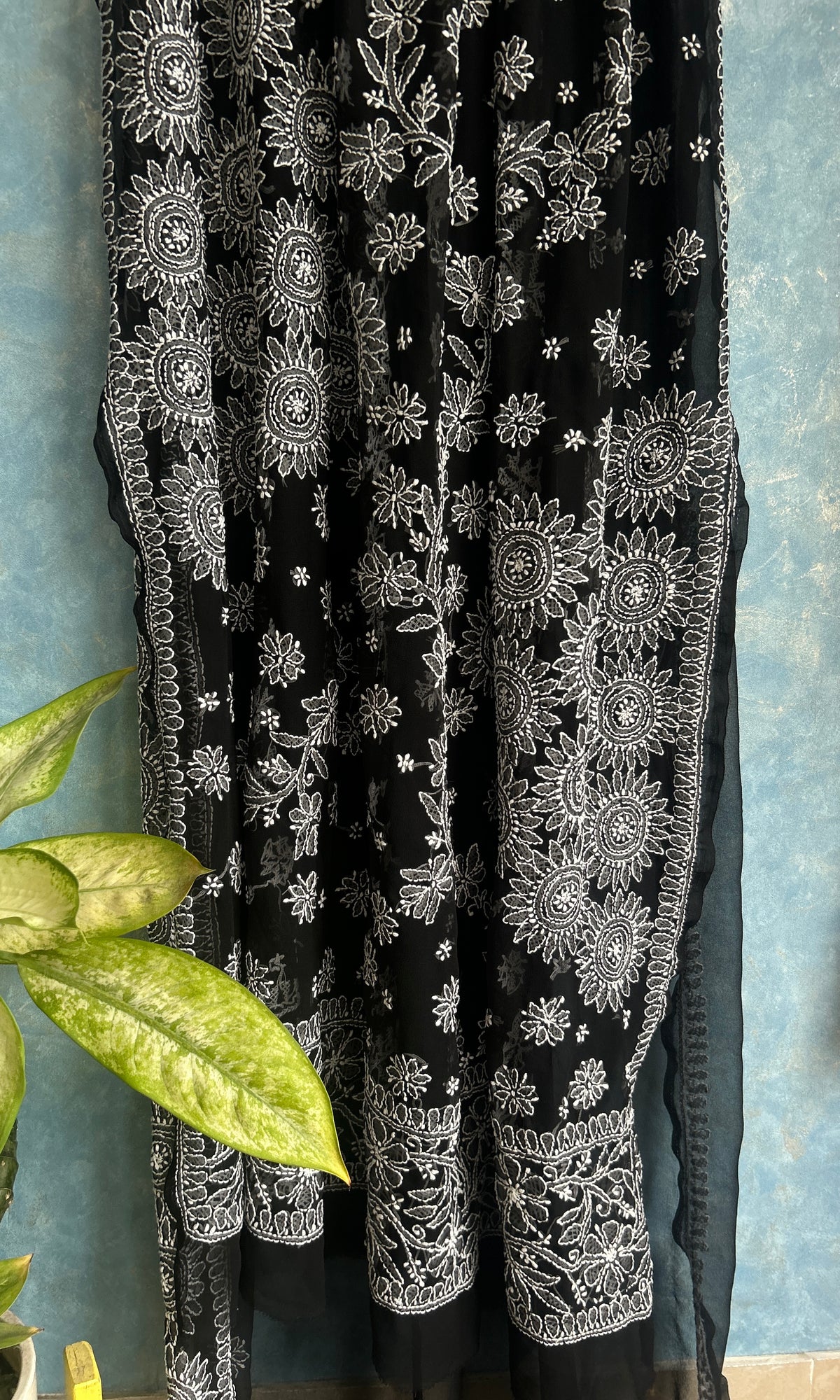 Black Chikankari Saree — view 2