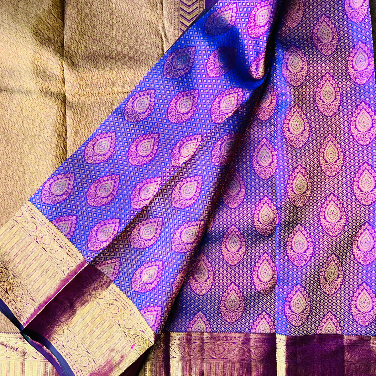 Twitch Purple Kanchipuram Silk Sari — view 3