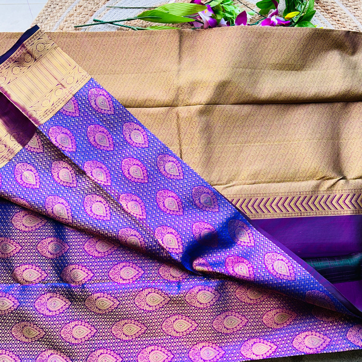 Twitch Purple Kanchipuram Silk Sari — view 4