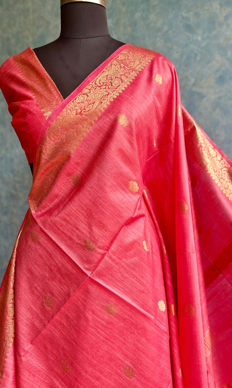 Warm Peach SICO Woven Sari