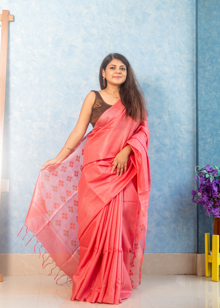 Coral Peach Noel Silk
