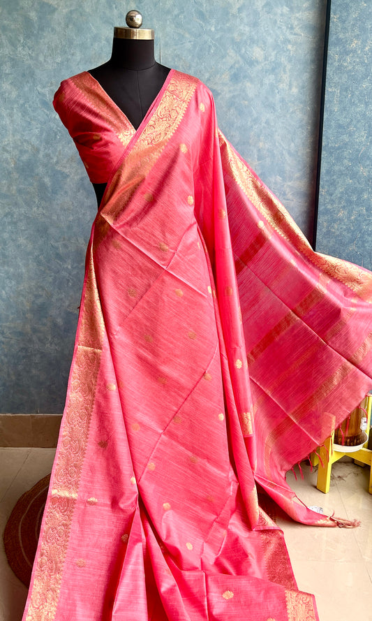 Warm Peach SICO Woven Sari