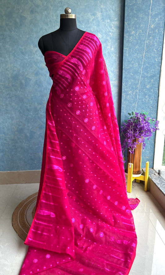 Raspberry Dhakai Jamdani