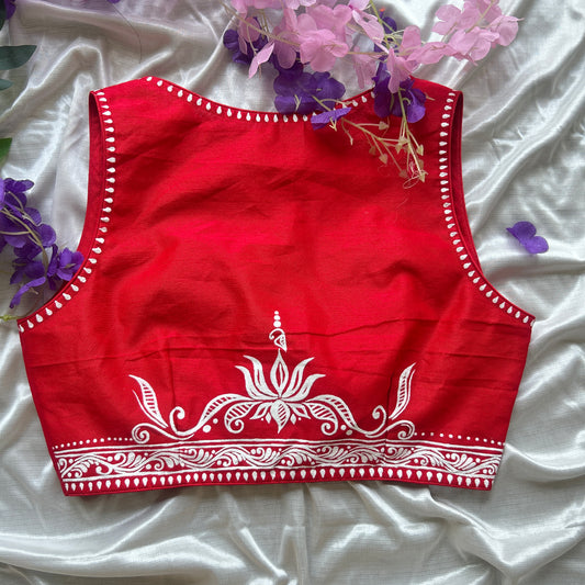Red HandPainted Designer Blouse