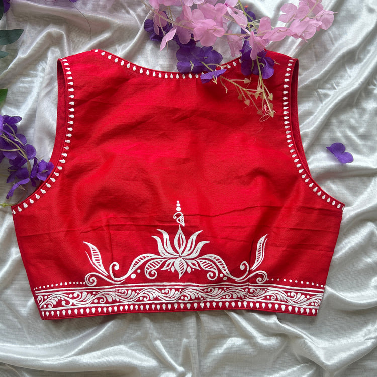 Red HandPainted Designer Blouse