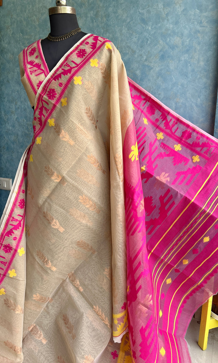 Ganga Jamuna Beige Bengal Jamdani
