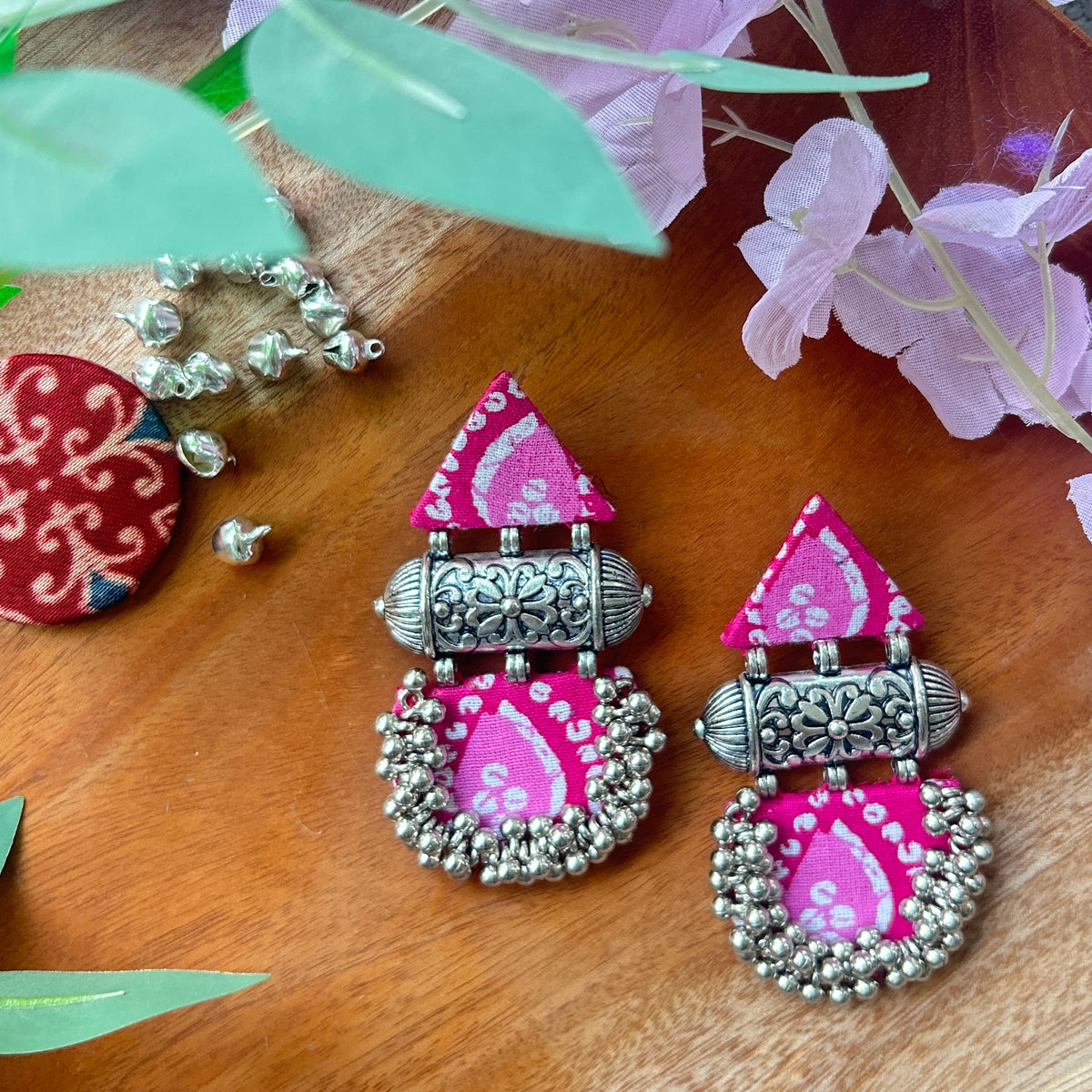 Handcrafted Ajrakh Fabric Earrings