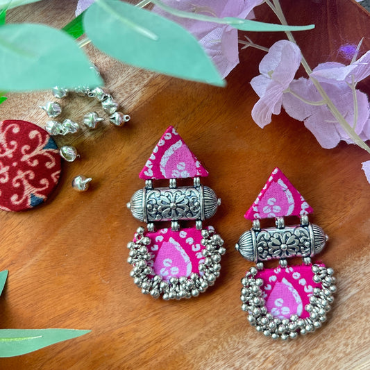 Handcrafted Ajrakh Fabric Earrings