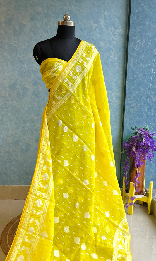 Canary Yellow Dhakai Jamdani
