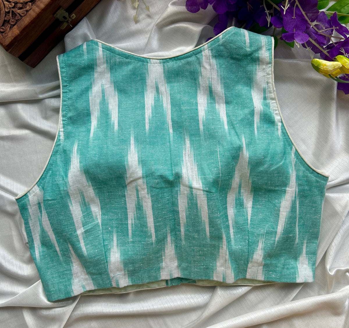 Sea Green Ikkat Cotton Blouse — view 2