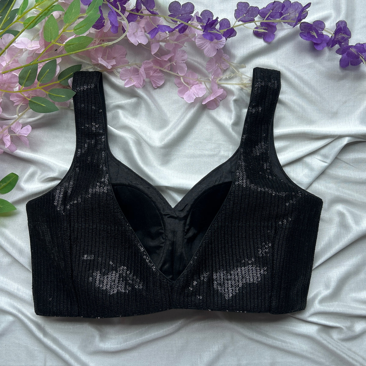 Black Sequin Designer Blouse — view 2