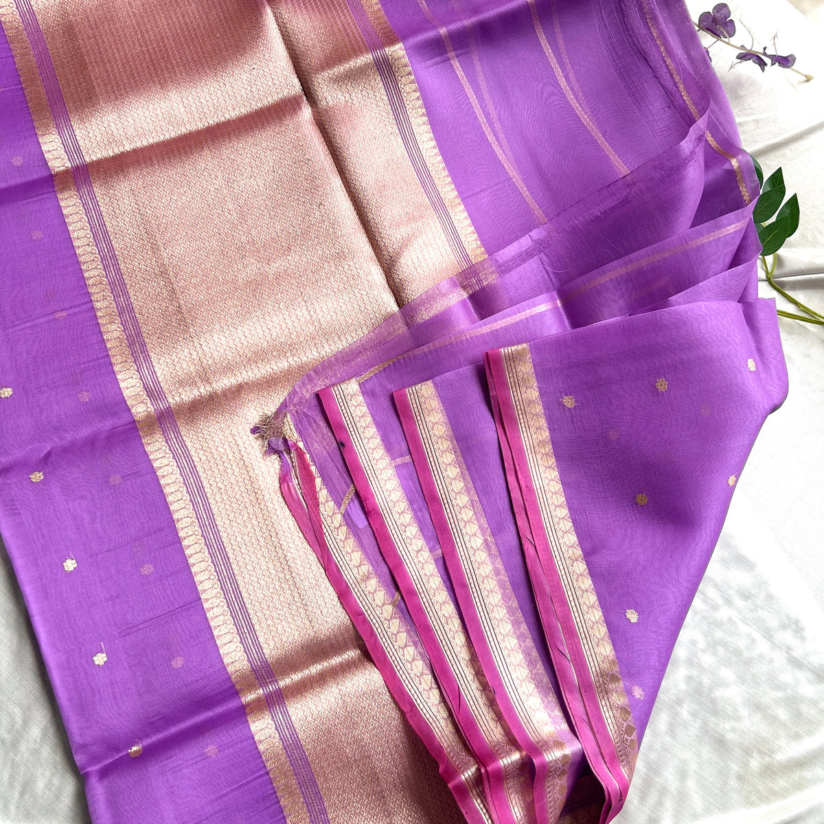 Orchid Pure Kora Banarasi Silk Saree — view 2
