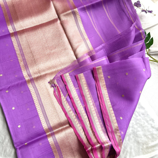 Orchid Pure Kora Banarasi Silk Saree