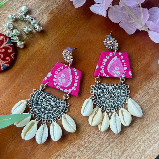 Silver Plated Oxidised Contemporary Drop Earrings