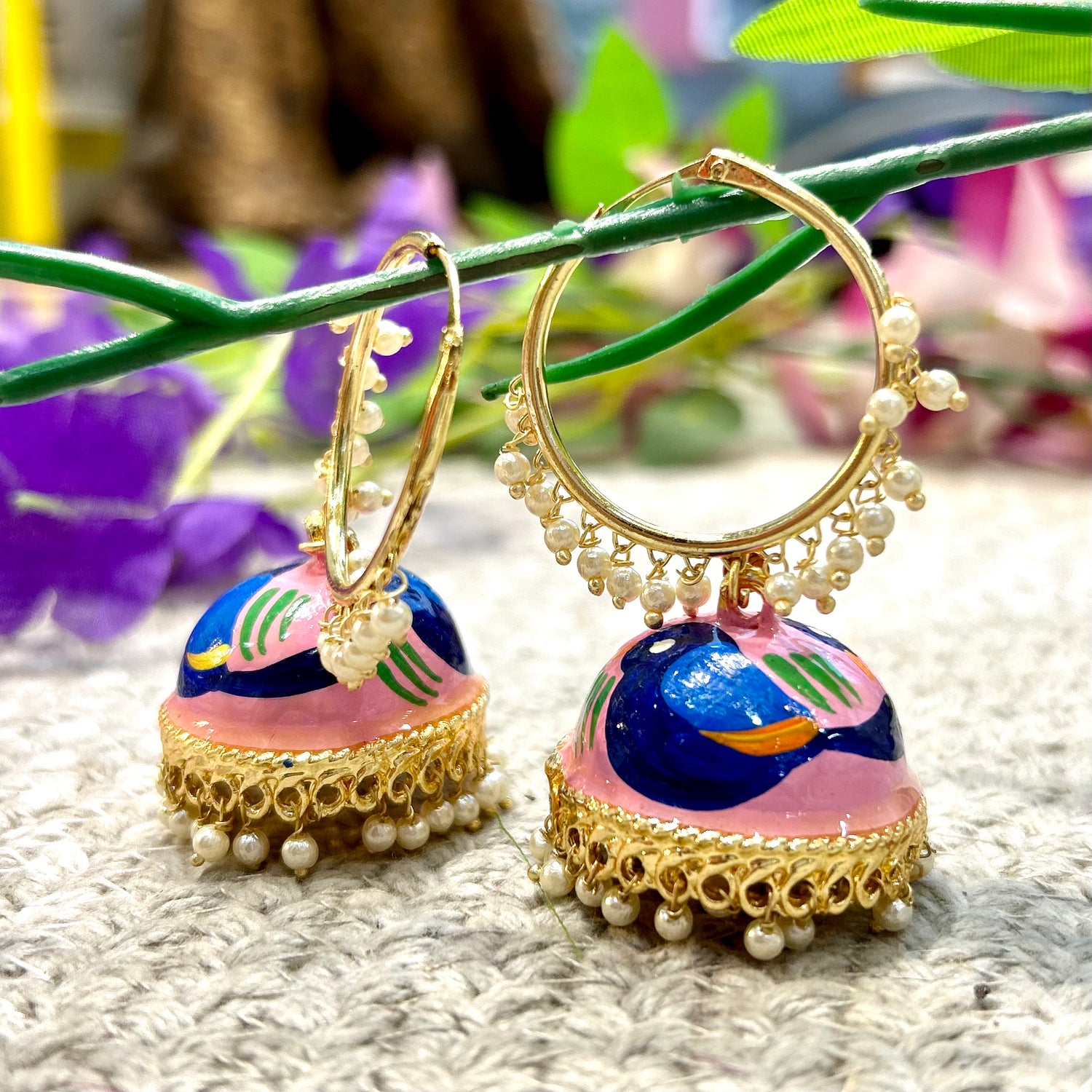 Blush Pink Hand Painted Jhumka — view 3