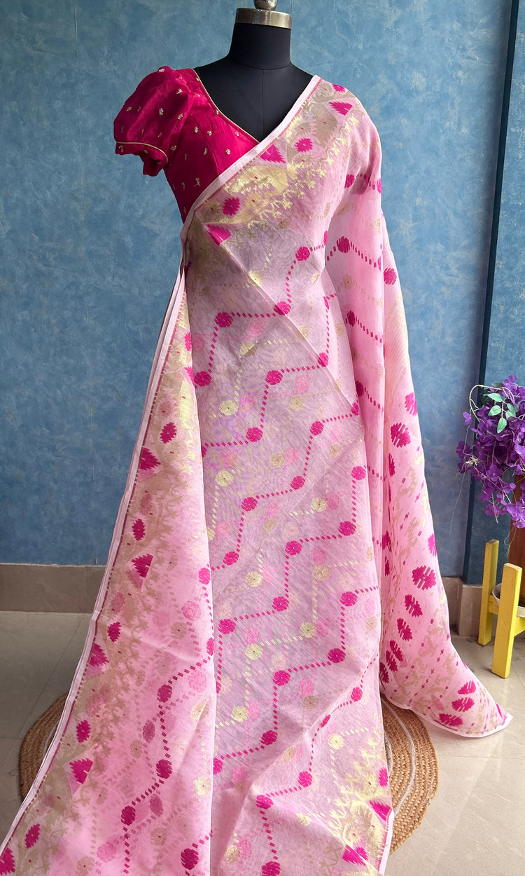 Soft Pink Pure Jamdani