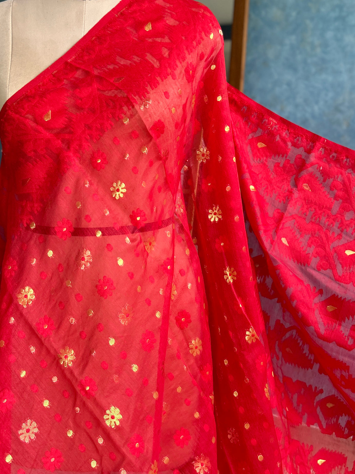 Red Soft Dhakai Jamdani — view 3