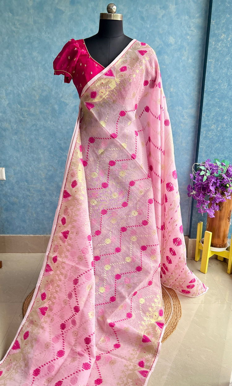 Soft Pink Pure Jamdani