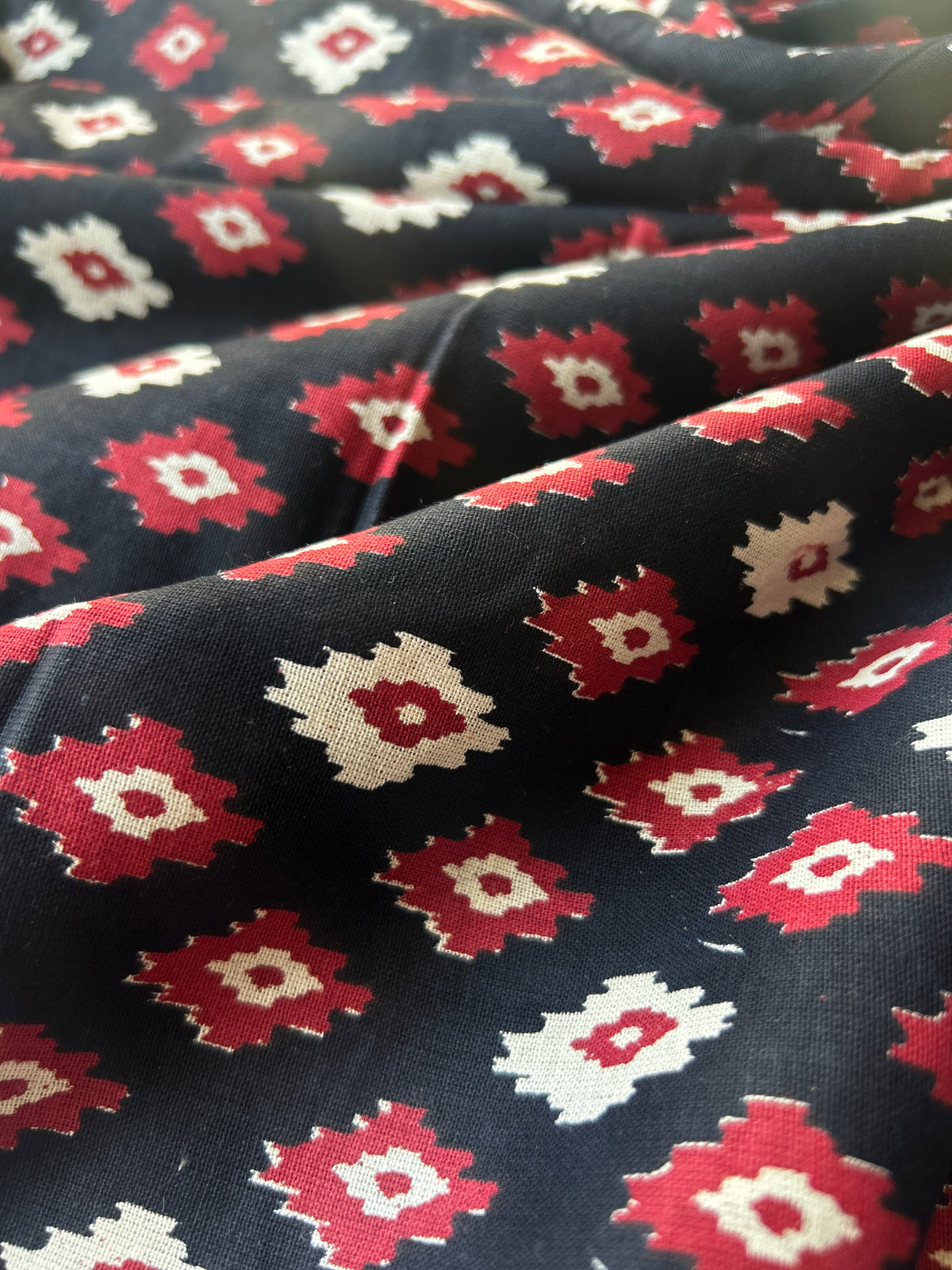 Ikkat Printed Black Cotton Fabric — view 3