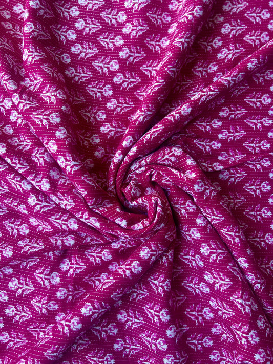 Pink Ajrakh Print with kantha on Cotton Fabric