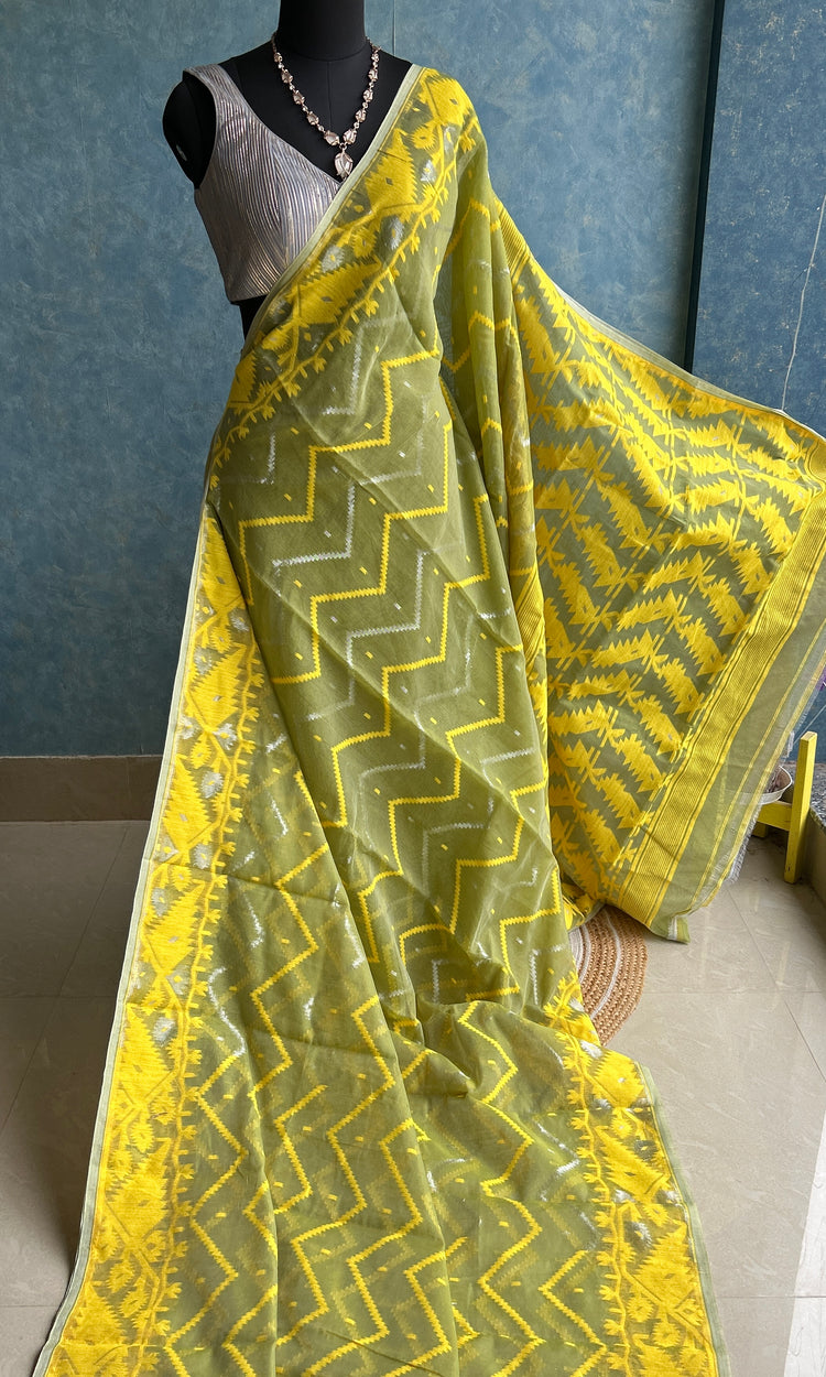 Mehendi Green Soft Dhakai Jamdani